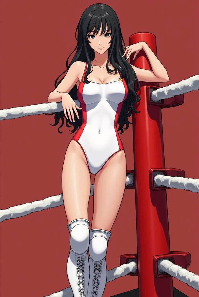 masterpiece, best quality, hi-res, 1girl, solo, idol beauty professional wrestler,17 years old, brown hair, semi-long, red ribbon on hair red sexy mesh Plunge Leotard, bare feet, red boots, matching boots, aura, blue aura, sleeveless, red gloves, , matching gloves, watching viewer, on the wrestling ring, in the hall, perfect hands, perfect eyes, power ups, perfect leotards,(gigantic breasts:1.6),