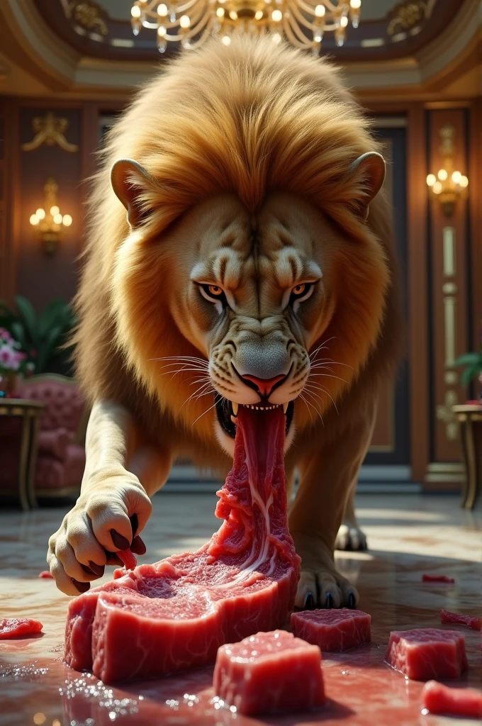 (((feral toddler lion, fluffy, crouched, hyper sheath, flared penis, hyper balls, legs up, dirty balls, dirty, on bed, big belly, excessive urine)))), best quality, ((((photorealistic, hyperrealistic)))), ultradetailed, detailed background, rear view