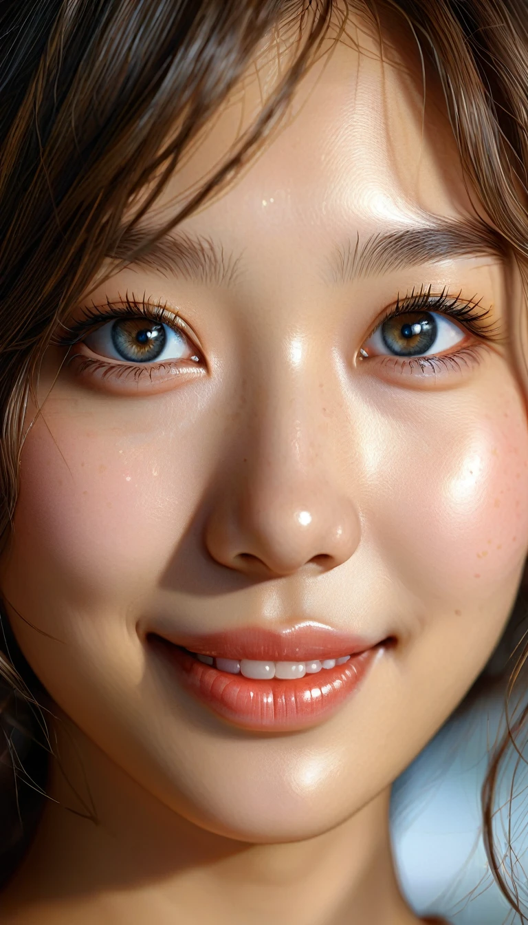 (ultra-realistic), (Illustration), (high resolution), (8k), (very detailed), (Beste Illustration), (beautiful and detailed eyes), (best quality), (ultra detailed), (Masterpiece), (Mat), (detailed face), Facial pores,Alone,a girl,, Fine details, detailed face, (Detail),(realistic lighting: 1.1),À la Fed picture of a long-haired woman, smiling at a photo, An adorable Korean face, , Korean actress, , cute korean actress, Beautiful young Korean woman,