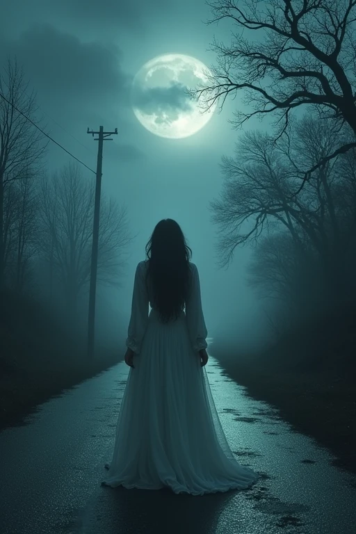 Images of La Sayona on a dark road)