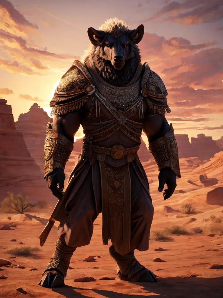 Furry A fierce male wolf leader of the wolf tribe., Rough and wild, (Best Quality,4k,8k,High resolution,masterpiece:1.2),ultra detailed,(realist,photorealist,photo-realist:1.37),highly detailed facial features,muscular physique,intense look,grumpy expression,tribal tattoos,Primitive weapons,changing lighting,Sandy textures,cinematographic composition,dramatic shadows,bright color palette,earth tones, squatting posture, legs open, looking at the viewer, fluffy Tail.