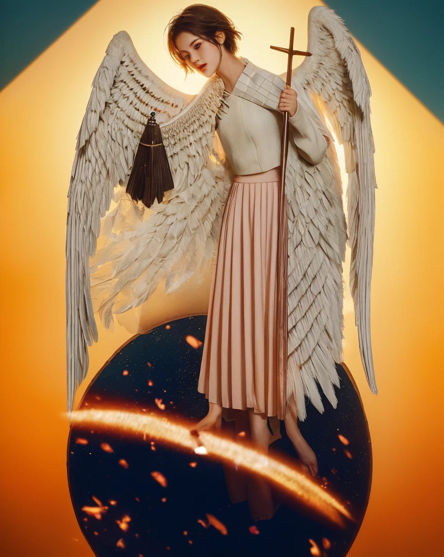 leogirl, seraphins, mystical creature with hundreds of eyes and wings, with the shape of a giant ring, circular hoops around body, massive size, angelical lights <lora:Seraphins1.0-000038:0.8>