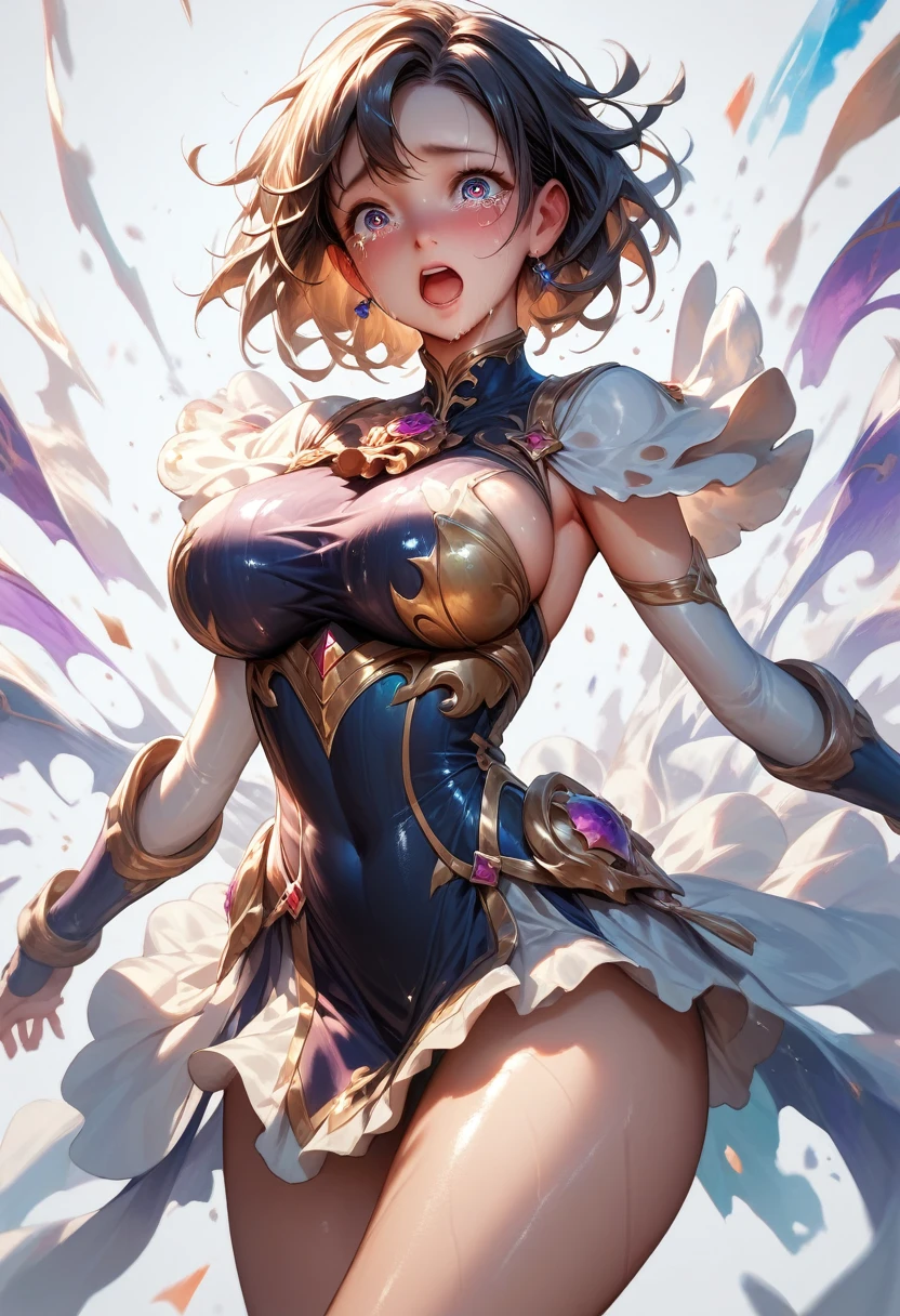 score_9,score_8_up,score_7_up,masterpiece,best quality, source anime, realistic, super detailed, extreme detailed, rating_safe,
1girl, magical girl, water nagic, powerful magic attack, shoots magic at viewer, cowboy shot,
BREAK girl, 22yo, short hair, bob cut, (blunt bangs), black hair, (tareme, detailed cute brown eyes), curled eyelashes, (large breasts:0.9),
shiny hair, beautiful detailed eyes, beautiful face,
magical girl costume, costume in white with blue decoration,
serious, open mouth, simple background