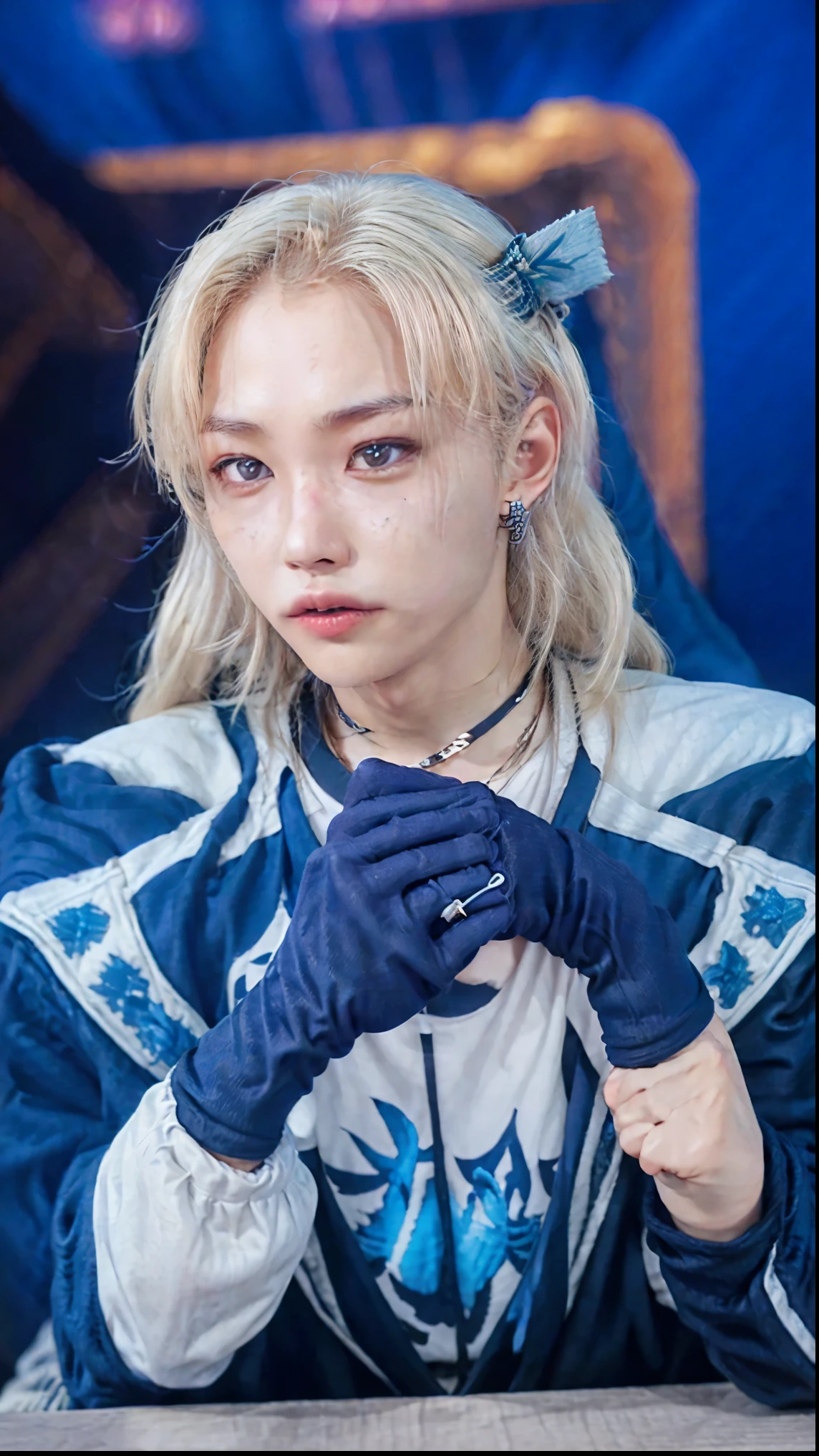 Felix stray kids, lee felix skz, en un cosplay de neuvilette de genshin impact, alta definición, 4k