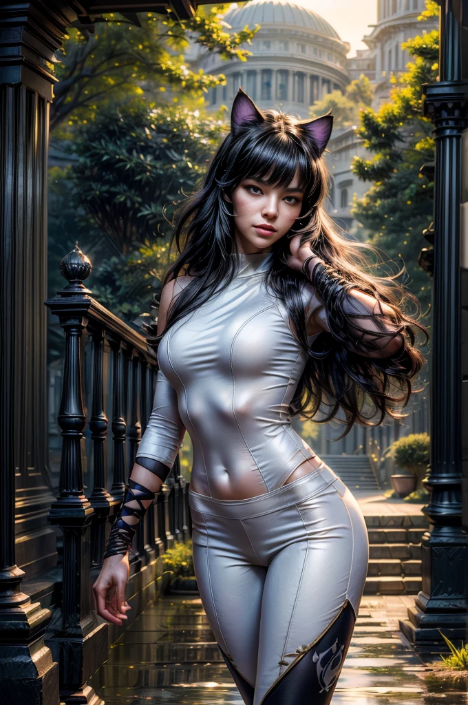 Sexy woman in latex posing on a wooden bench with a cat, menina gato atraente, karol bak uhd, wlop e artgerm, Artgerm extremamente detalhado, gatinha jovem bonita, Estilo Artgerm, Artgerm. anime illustration, Artista Artgerm I e WLOP, as seen not artgerm, Estilo Artgerm