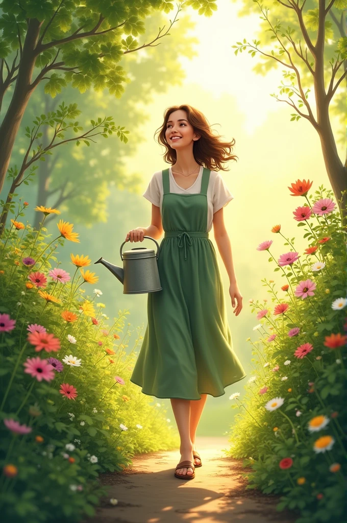 ((masterpiece)),((best quality)), 8k, high detailed, ultra-detailed, In a picturesque countryside, there stands a beautiful young lady,

1lady,((radiant smile),((flowing dress),((blooming flowers),((lush green fields),((gentle breeze),((singing birds),((rustic farmhouse),((bubbling stream).