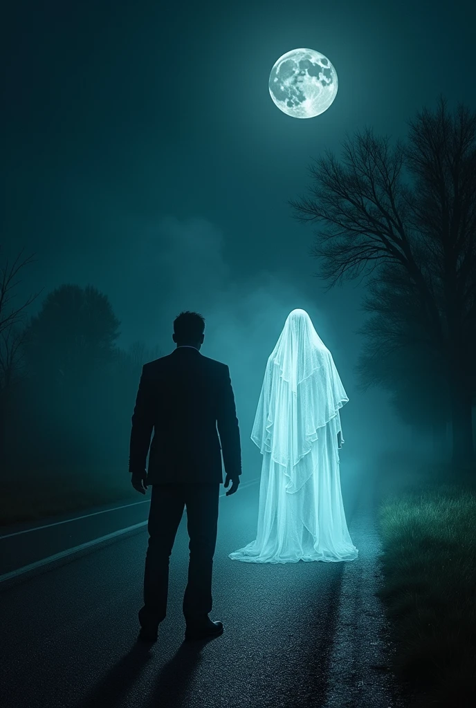 In hunted House ghost and father talking night scary