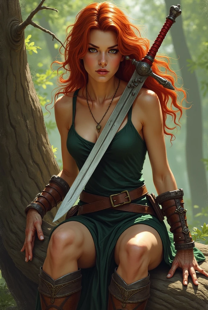high details, best quality, 8k, [ultra detailed], masterpiece, best quality, (extremely detailed), dynamic angle, ultra wide shot, RAW, photorealistic, fantasy art, dnd art, rpg art, realistic art, a wide angle picture of a female human ranger and her pet fox, warrior of nature, fighter of nature, full body, [[anatomically correct]]. dynamic position (1.5 intricate details, Masterpiece, best quality) talking to a fox (1.6 intricate details, Masterpiece, best quality) in forest (1.5 intricate details, Masterpiece, best quality), a female wearing leather clothes (1.4 intricate details, Masterpiece, best quality), leather boots, thick hair, long hair, red hair, fair skin intense eyes, forest background (intense details), a stream flowing in the backgraound (1.4 intricate details, Masterpiece, best quality), dawn light, clouds (1.4 intricate details, Masterpiece, best quality), dynamic angle, (1.4 intricate details, Masterpiece, best quality) 3D rendering, high details, best quality, highres, ultra wide angle
