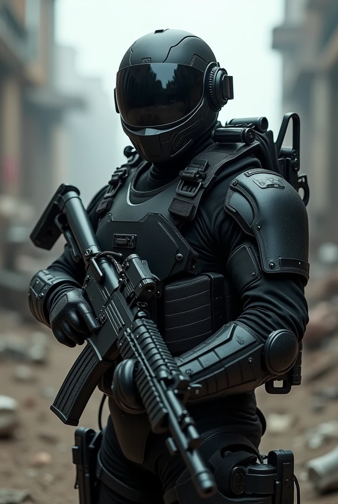 syberart, cinematic scene, portrait of spec ops soldier lurking in abandoned underground scp complex, dark, grim, dramatic, eerie, black uniform, spec ops helmet with visor, gas mask, sas, gsg-9, swat, tactical equipment, artificial light