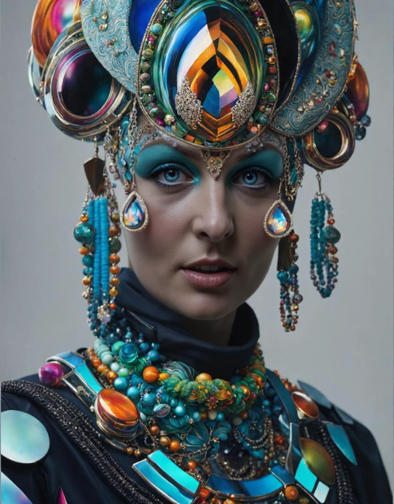 woman wearing Fashion designs inspired by radiolarians <lora:EnvyTrypophobiaXL01:0.4> trypophobia <lora:IOS_Iridescent_opal_style:0.6> <lora:MJ52_XL:0.6>, subsurface scattering, Photorealistic, Hyperrealistic, analog style, realistic, film photography, soft lighting, heavy shadow