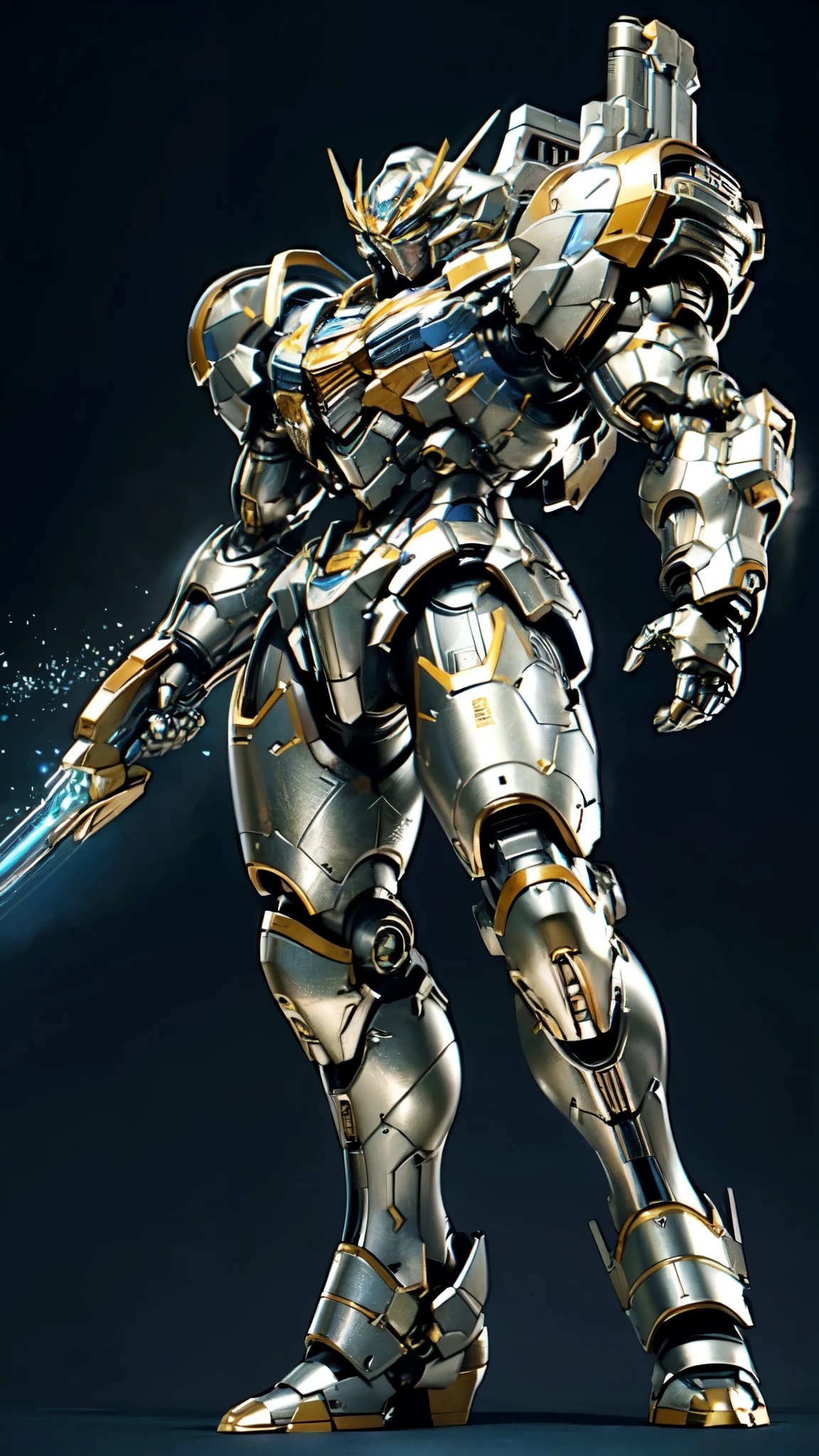 (masterpiece:1.5, best quality:1.5, extremely delicate:1.5), (male:1.5), humanoid Mecha, fully enclosed shoulder guards, matching arm and leg guards, full body, full armor, the design balances heavy with agility, (the color scheme is primarily Blue with Yellow and White accents, the concept Inspired by Super Robot, SRS), organic biotech armor, standing, floating high above the futuristic sci-fi city, exquisite and mature art style, (aura effect, glowing eyes, the armor glows), metallic, dramatic, high definition, highres, ultra-detailed, ultra-fine painting, professional, perfect body proportions, anatomically correct, symmetrical face, extremely detailed eyes and face, high quality eyes, creativity, RAW photo, UHD, 32k, Natural light, cinematic lighting, masterpiece-anatomy-perfect