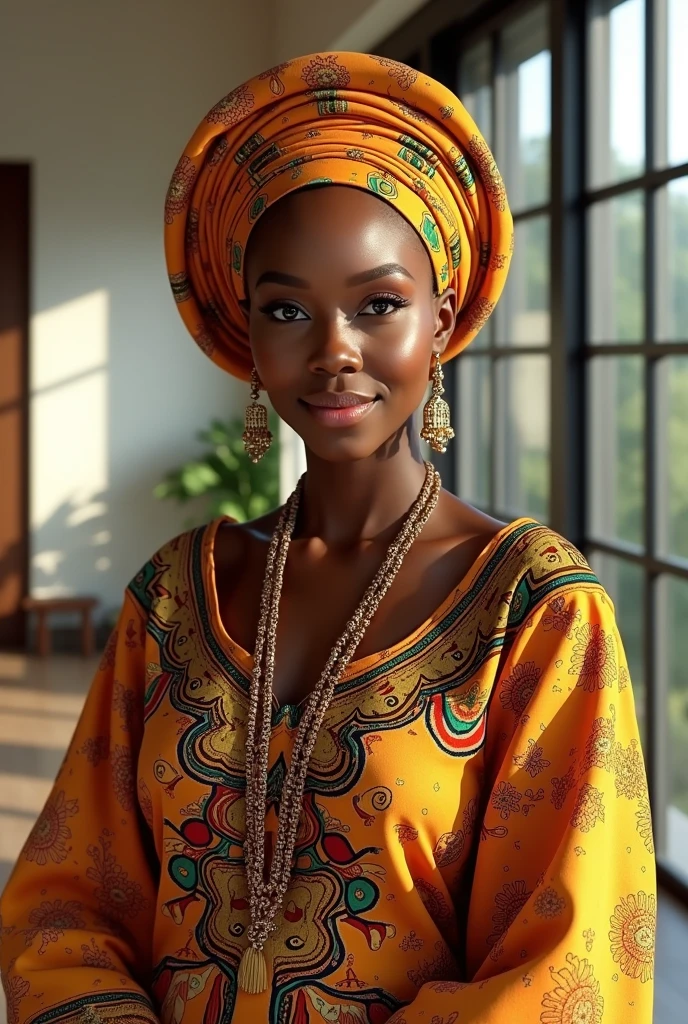 Generate image of an beautiful African process dressed in traditional wedding attire