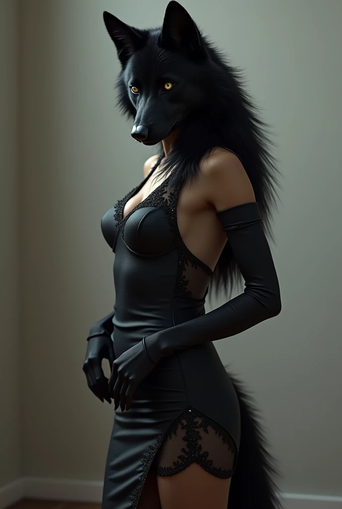 NSFW, Anthropomorphic werewolf girl, Furry with a wolf's head, dramatic pose, ghotic, Art Deco, scars on the abdomen, Nudie, tmasterpiece, photo realism, High-quality detailed textures, hyperdatalization, Highest Quality, HD, 8K, [Professional photography, studio lightning]