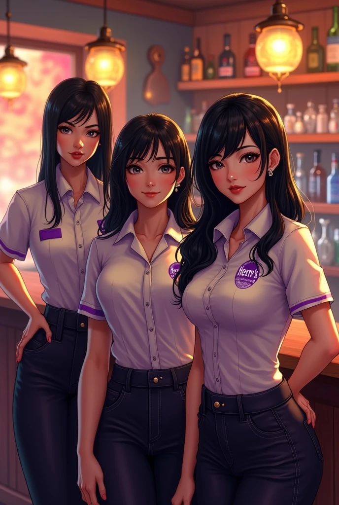 McDonald's waiters, girls, uniforms, big breasts, night