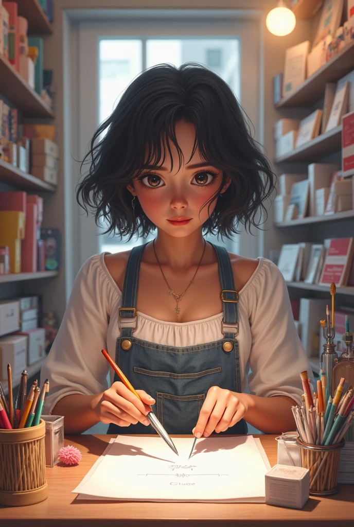 A painter standing and his face full confused and his eyes red and Tears