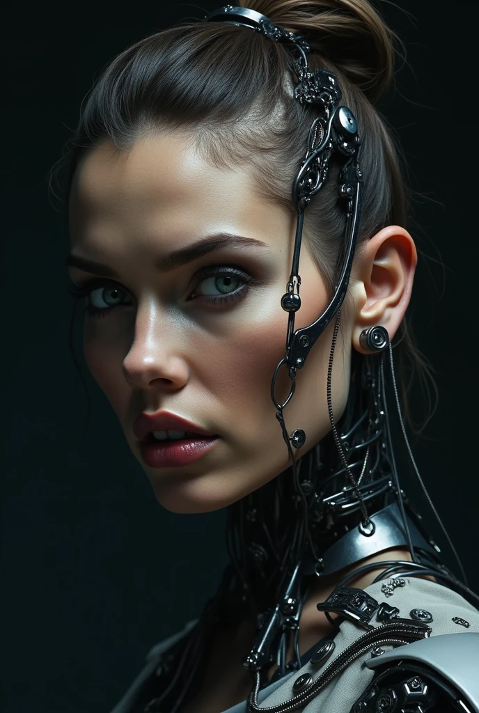 biomechanical cyberpunk (realistic, photorealistic), realistic, <lora:quiron_AlettaOcean_v2_lora:0.87> AlettaOceanQuiron woman wearing Simple wedding dress, ((best quality)), ((masterpiece)), ((realistic)), Experience the 512x768 interior of a large mart, bustling with activity and filled with colorful displays. The realistic and intricate details transport viewers into the shopping experience. Soft ambient lighting adds a touch of warmth. on eye level, scenic, masterpiece,, (high quality skin), (high detailed face skin), (realistic iris), (realistic pupils), (skin pores), (skin imperfections:0.27), . cybernetics, human-machine fusion, dystopian, organic meets artificial, dark, intricate, highly detailed