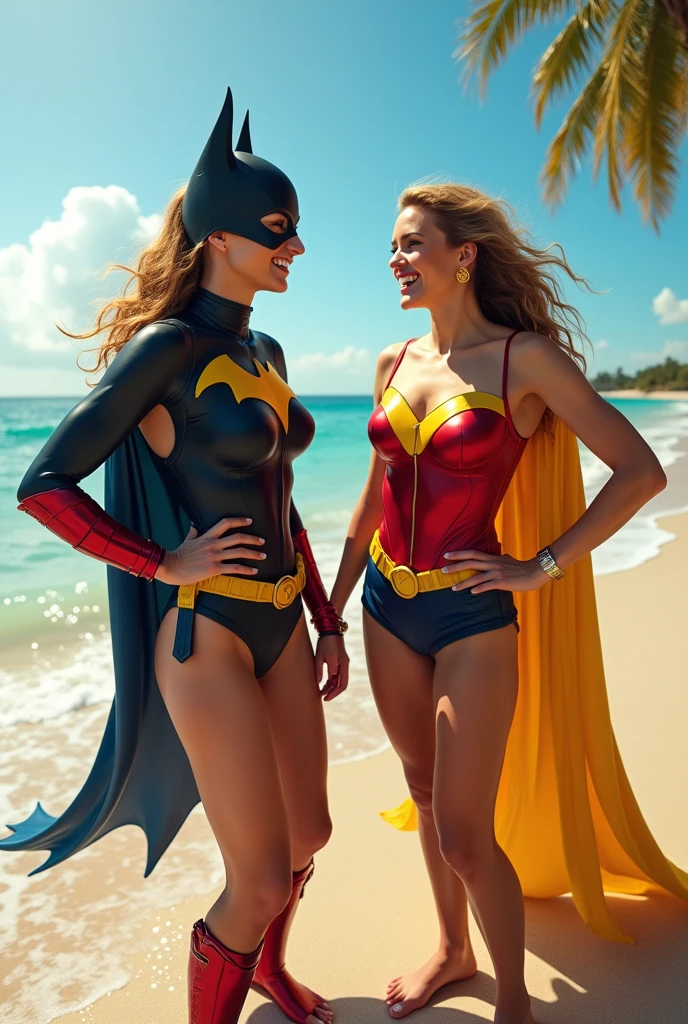 nsfw
3superheroines
3 beautiful sexy cosplay models wearing barely-there bondage-harness micro-cameltoe-bikini-costumes and heels standing side by side, full body view
wonder woman
supergirl
powergirl
supergirl should be the youngest, barely 18 insecure shy introverted wearing intense revealing red micropanties
wonder woman should be voluptuous and extroverted
powergirl should be full breasted and look like margot robbie
cameltoe, pussy-thong, pussy-wedgie, shaved smooth pussy
hair blowing in the wind, ultra-pornstar make up
in desolate collapsed building concrete debris and rubble, dynamic pose ready for battle, huge explosions and fire in the background, low-angle shot, wide-angle shot, handheld shot, dramatic angle, extreme angle shot