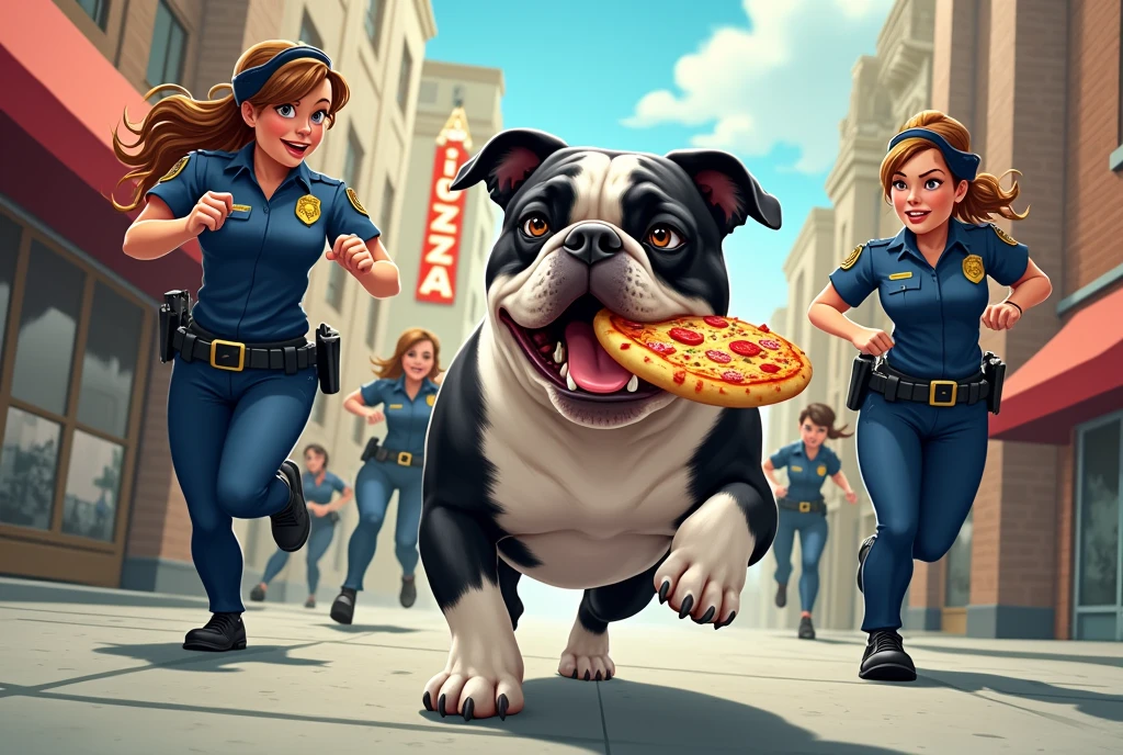 police men escorting a very tall fat cat out of a taco bell