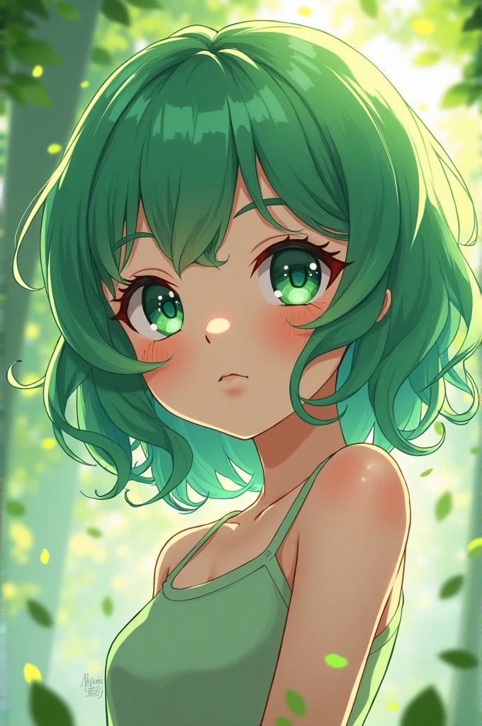 A cute girl in a swimsuit（original bikini swimsuit）(Small body) (Little Girl:1.5),(eyelash:1.2)(eye shadow:1.3) (Green eyes:1.5), (Beautiful fine details:1.4) (Short Bob Hair:1.4), (medium Breasts:1.3) (White skin:1.2) original character,