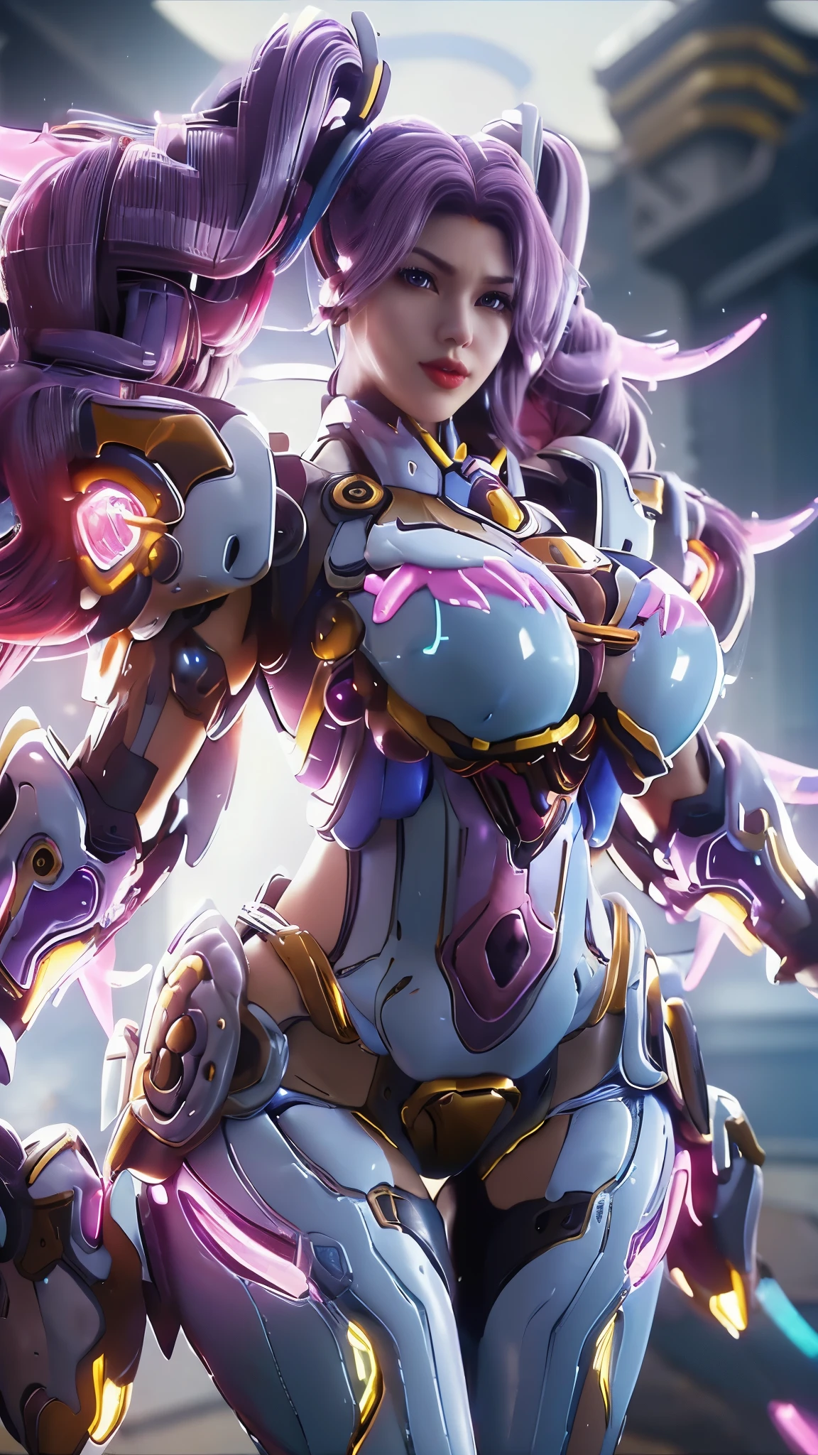 (HYPER-REALISTIC:1.5), (COLORFULL LONG HAIR,PHOENIX GOLD HELM, IMMORTAL ACCESORIES:1.2)MASTERPIECE, BEST QUALITY, 1GIRL, CLOSE UP UPPER BODY, COWBOY SHOT PORTRAIT, ACCESSORIES AT THE BACK, ((CLEAVAGE,BREAST IMPLANTS/ROUND BREASTS: 1.5)), (HUGE K CUP BREASTS: 1.6), (11 LINE ABS ABS: 1.5), (WIDE HIPS: 1.5)), ((MAGENTA SHINY FUTURISTIC MECHA SWIMSUIT OVERWATCH: 1.5)), ((CURVY MUSCULAR BUSTY BODY TYPE:1.5)), ((SWEATING ALL OVER THE BODY)), (GLOSSY BODYSKIN:1.5), (LOOKING AT VIEWER:1.6), (BACKGROUND FUTURISTIC SPACE STATION:1), (PHOTOREALSITIC:1.5), (ULTRA-DETAIL), (TOP-QUALITY), (BEST SHADOWS), BRIGHT LIGHT IN ROOM, HYPER TEXTURE, (4X MSAA), ((UNREAL ENGINE 5 RENDER)), (NEON), PHYSICALLY-BASED RENDERING, ULTRA HIGHT DEFINITION, 16K, DSLR, 1080P.