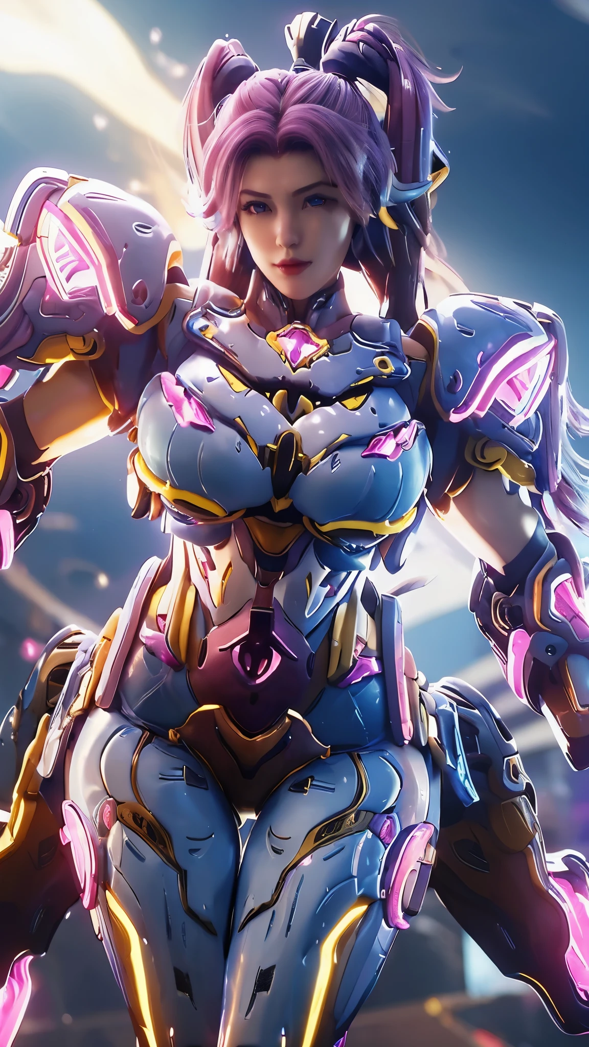 (HYPER-REALISTIC:1.5), (COLORFULL LONG HAIR,PHOENIX GOLD HELM, IMMORTAL ACCESORIES:1.2)MASTERPIECE, BEST QUALITY, 1GIRL, CLOSE UP UPPER BODY, COWBOY SHOT PORTRAIT, ACCESSORIES AT THE BACK, ((CLEAVAGE,BREAST IMPLANTS/ROUND BREASTS: 1.5)), (HUGE K CUP BREASTS: 1.6), (11 LINE ABS ABS: 1.5), (WIDE HIPS: 1.5)), ((MAGENTA SHINY FUTURISTIC MECHA SWIMSUIT OVERWATCH: 1.5)), ((CURVY MUSCULAR BUSTY BODY TYPE:1.5)), ((SWEATING ALL OVER THE BODY)), (GLOSSY BODYSKIN:1.5), (LOOKING AT VIEWER:1.6), (BACKGROUND FUTURISTIC SPACE STATION:1), (PHOTOREALSITIC:1.5), (ULTRA-DETAIL), (TOP-QUALITY), (BEST SHADOWS), BRIGHT LIGHT IN ROOM, HYPER TEXTURE, (4X MSAA), ((UNREAL ENGINE 5 RENDER)), (NEON), PHYSICALLY-BASED RENDERING, ULTRA HIGHT DEFINITION, 16K, DSLR, 1080P.
