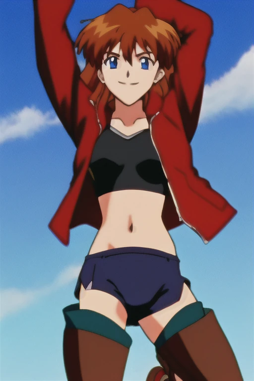 hiquality、16 K、Lori,((small tits)),big butts, ((Blunt bangs)), Twin-tailed、blush,the eyes are blue,(Red hair),Wet,white glove,highleg bikini,Striped bikini、white knee-socks、Full body、((Open_Mouth))、on the beds、grin、Kneeling、PAW Pose、From below、Stick out the tongue、tareme、Sweat