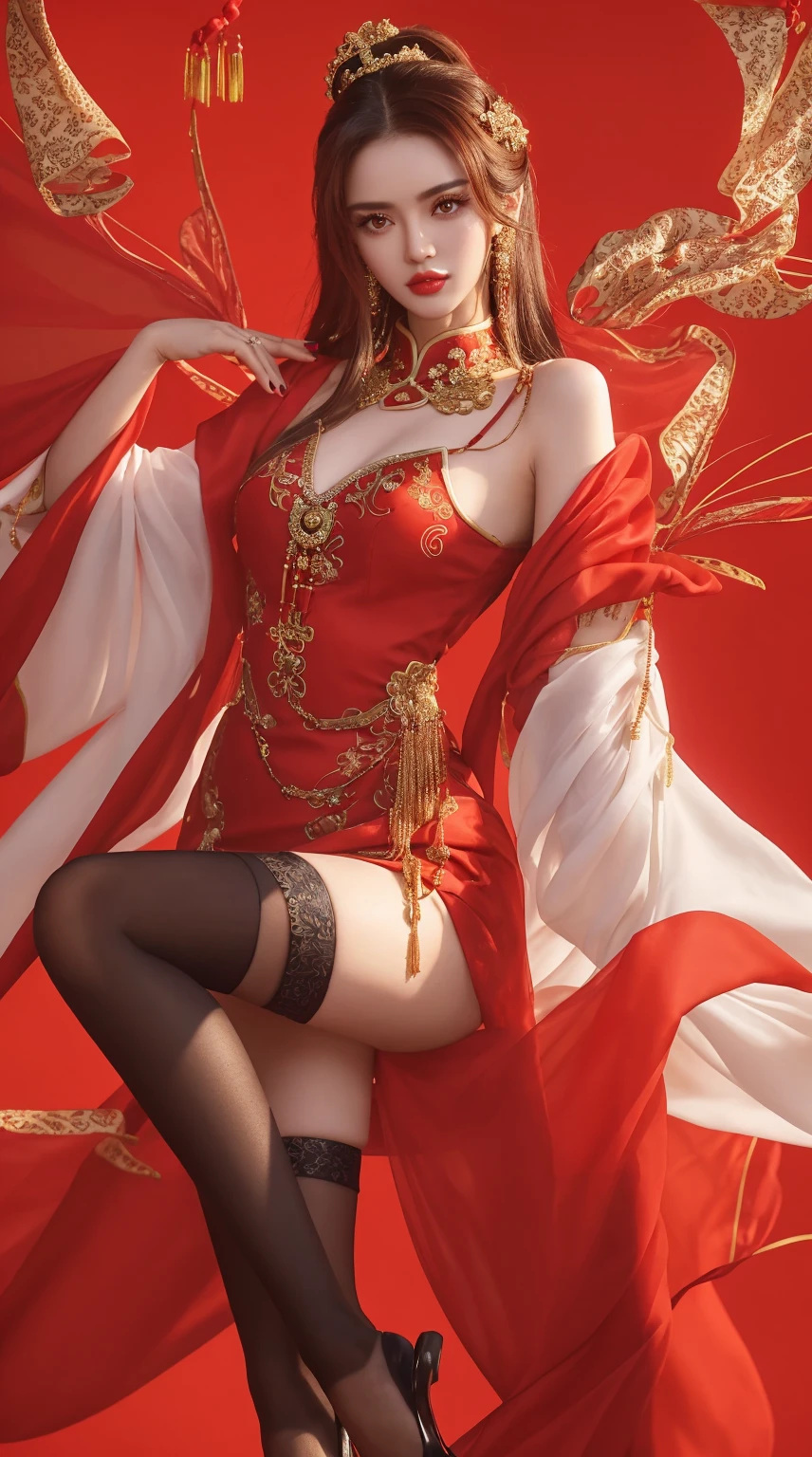 nsfw、Mature Woman、China dress、Garter Stockings、High heels、Spread your legasturbation