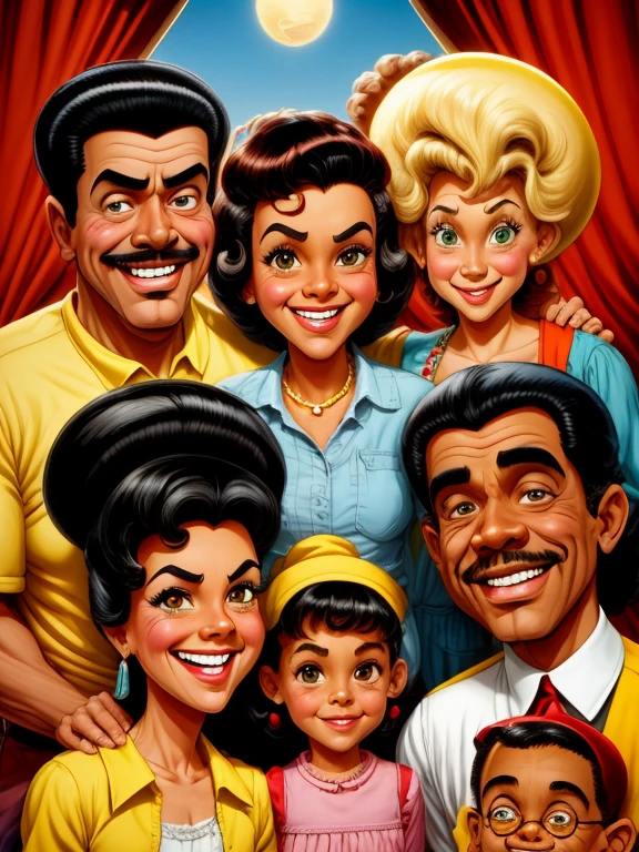 a cartoon of a family with cheese on their head, by Ben Zoeller, mad magazine illustration, by Ron Walotsky, by Fred Mitchell, in cartoon style, by Randy Gallegos, caricature style, by John Backderf, by Harry Beckhoff, by Penry Williams, cartoon illustration, by Joe Mangrum, by Arnie Swekel