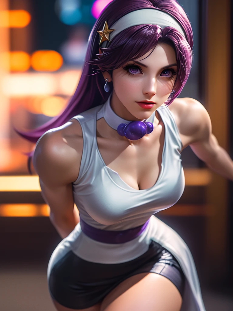 20s woman, alone, single, athletic, the king of fighters character, Athena asamiya, is expelling great power from her body, looking at the viewer seriously, cinematic, ultra-sharp focus, award-winning photography, perfect contrast, high sharpness, depth of field, ultra-detailed photography, global illumination, fluid, ultra high definition, 8k, Unreal Engine 5, ultra-sharp focus, award-winning photography, art season trends,
