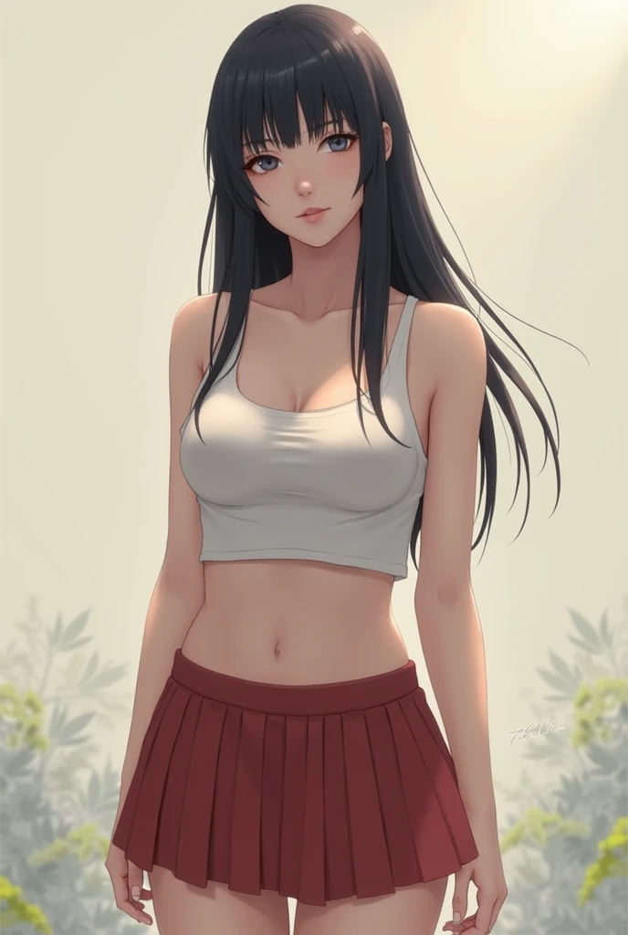 Black hair, red eyes, sexy, large breasts, beautiful body, white bra, white lingerie, white underwear, bedroom
