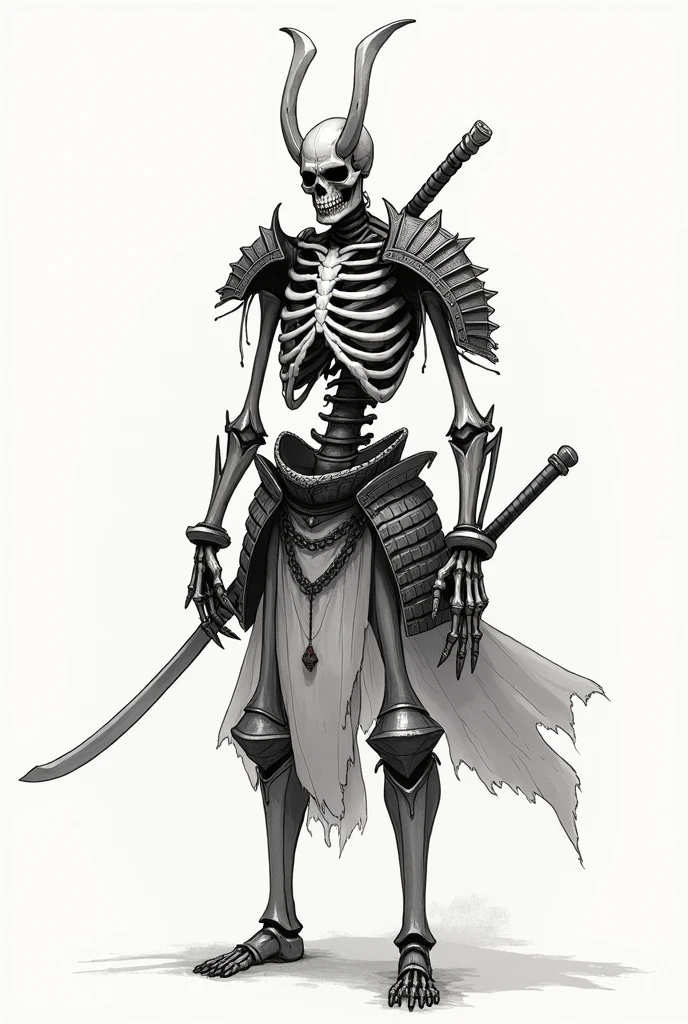 Japanese Line Skeleton Samurai