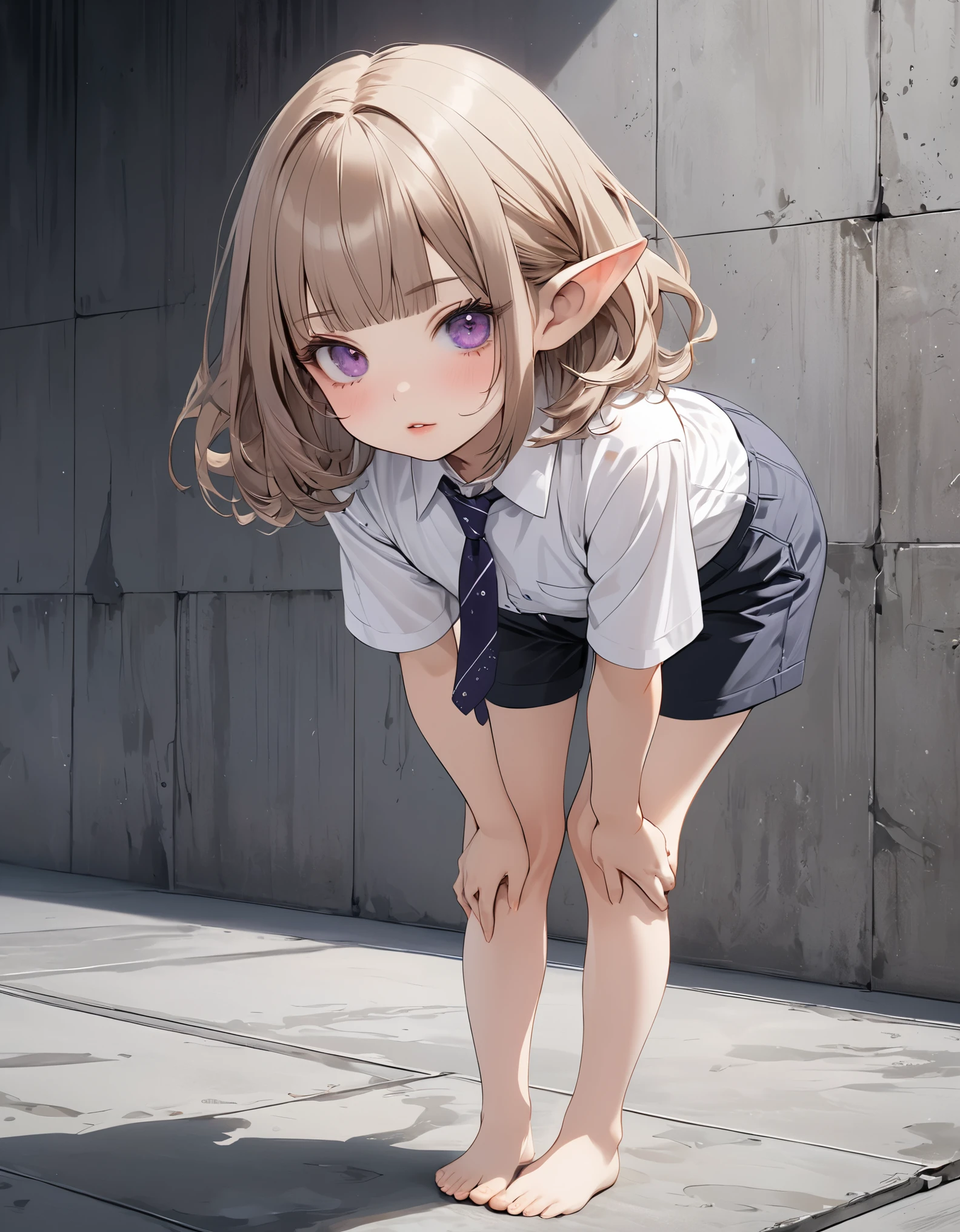 White v-neck T-shirt and green pleated skirt, embarrassed feelings, (lifting legs on tree roots), ((rolling skirt up)), (white panties), anime style, blushing, bright forest, flowers,,,,,,,