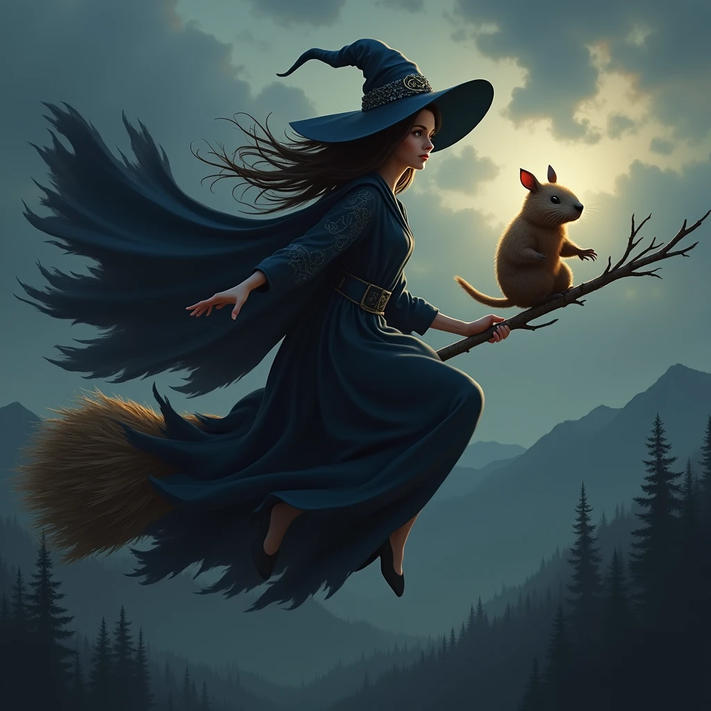 Hexe with broom and cat in a forest with a full moon, Hexe fairytale, Hexe, Hexey, Hexe girl, classical Hexe, a Hexe, beautiful Hexe female, flirty anime Hexe casting magic, Hexe in the woods, cat Hexe, scarry but beHexeing, Besenstiel, bright Hexe, artgerm and lois van baarle, Hexe woman