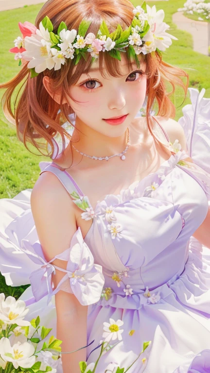 ultra high res, (photorealistic:1.4), raw photo,16K, (solo,1girl,loli:1.2), Flower field, flower, butterfly, kokomidef, kokomirnd,closed mouth,light smile,cinematic lighting,