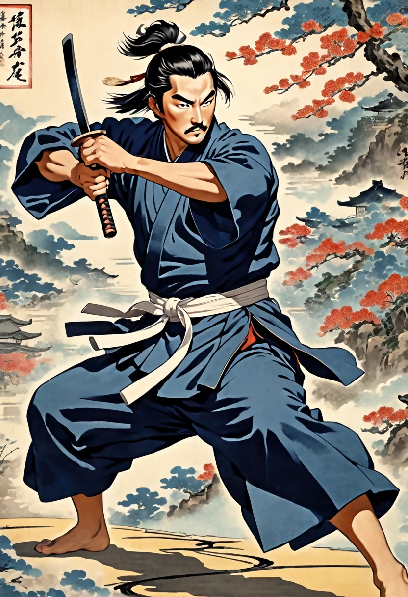 Itō Ittōsai is his duel with Jikken, a martial arts master from China