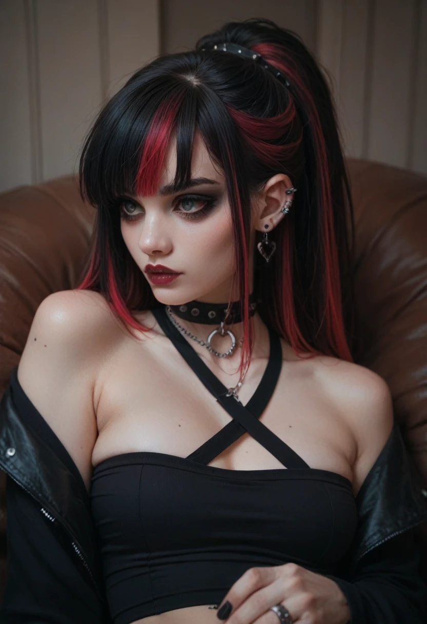 Sexy emo girl, gothic  hairstyle , 