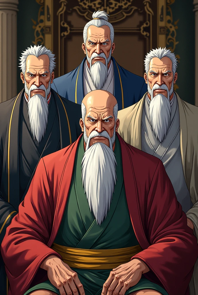24, (many people) ((((Black Hanfu))),((((white hair))),(((Middle age))),(((Middle age))).(((Black coat))),((Black Hanfu youth)),((Blackn clothes)) , (((white hair))),handsome bowed his head and knelt down) (background: in the sacred, resplendent palace hall of ancient China).