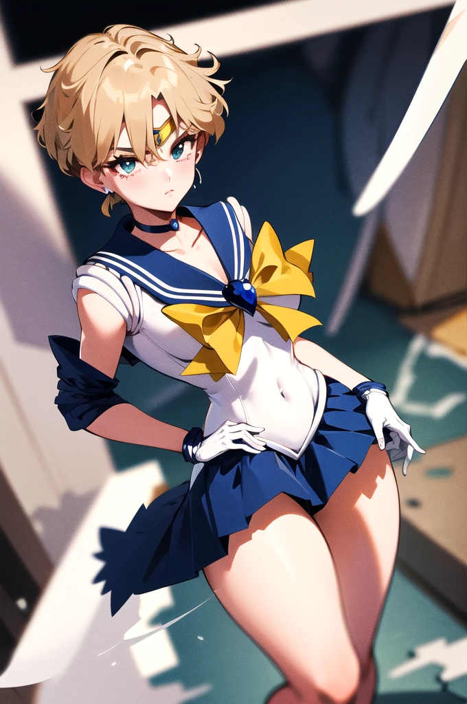 (masterpiece, best quality), 1girl, sailor_uranus, rock background, 