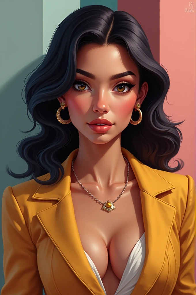 Cartoon image of a woman with permed hair, Super cute funky asian girl, Cartoon style illustration, Cartoon Art Style, Cartoon Art Style, Digital illustration style, Highly detailed character design, cute detailed digital art, Urban Girl Fan Art, Portrait Character Design, beautiful digital illustration, high quality portrait, Comic art, Asia, Character Design Portrait
