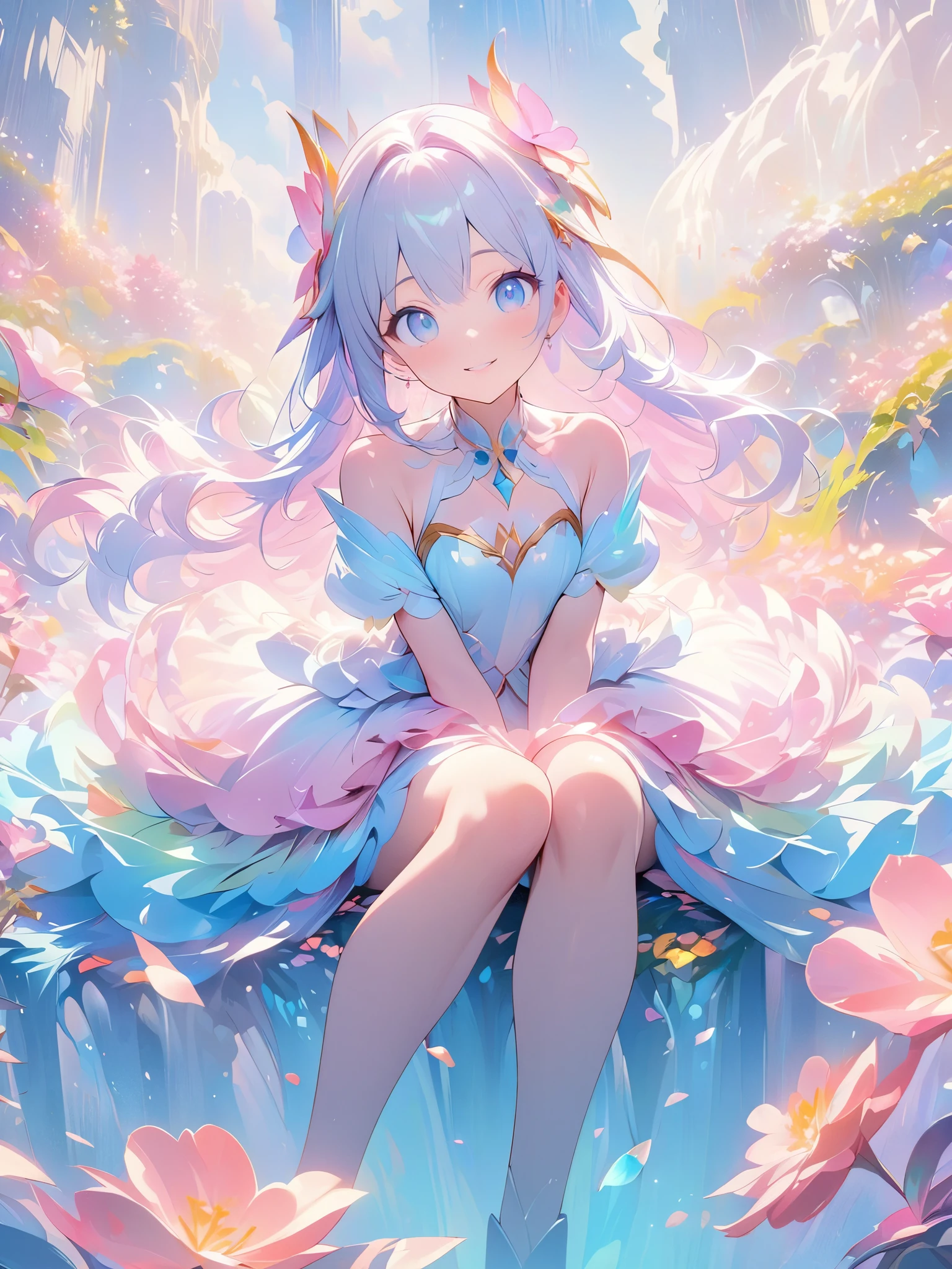 masterpiece,8k,Gal,Very delicate and beautiful,Beautiful and realistic skin,Long and colorful hair,Beautiful Eyes,whole body