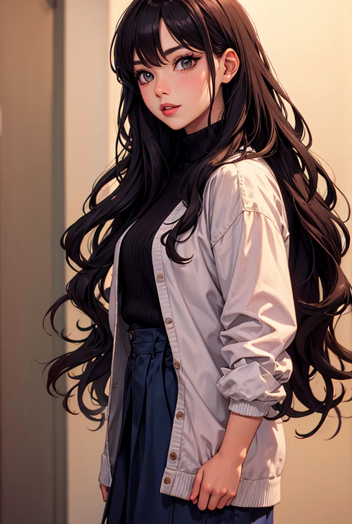 Beautiful girl with wavy long hair
