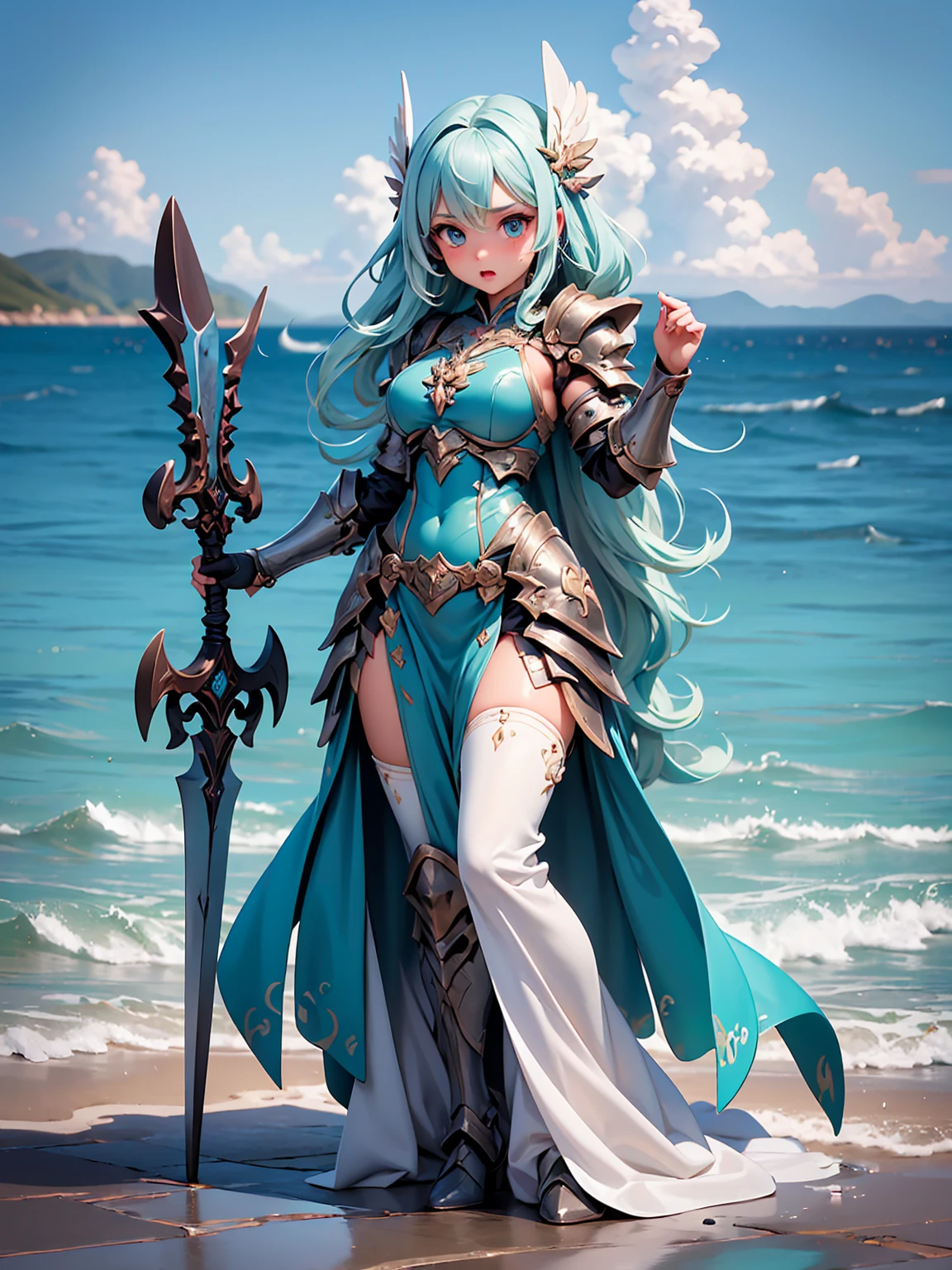 (masterpiece, best quality), ((1girl, solo, long hair)), Ishmael_limbus, innocence expression, bare arms, bare shoulders, bare neck, watercolor, sundress, liquid clothes, water, waves, water dress, blue_theme, night, mist, dark, sharp focus, sea, see-through dress, orange hair