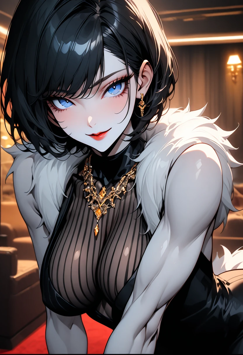 NSFW, ((Highest quality:1.2)), (High resolution), (Super detailed:1.2), Super detailedなCG,4K, HDR, Official Art, Perfect anime illustration,((sexy)), ((Erotic mom 40 years old)), (Round face like a mother),Curvy Body, ((Normal chest:1.2)), (Cowboy Shot),Lying down, Lying down, From below, (Detailed moist black eyes),(Beautiful short black hair), (Forehead Baring), (Completely naked),Silver Necklace, ((Detailed Black Lace Bra:1.2)), Beautiful belly, ((Lower body naked), ((detailed black lace panties:1.5), Highlight the panties, (Embarrassing),((Lustful look)), Red cheeks, ((Mouth open)), ((Seductive lips)), Sigh, vapor, pastel colour, Realistic skin feel, Realistic materials, ((An atmosphere that invites sex)), On the bed ,detailed bedroom