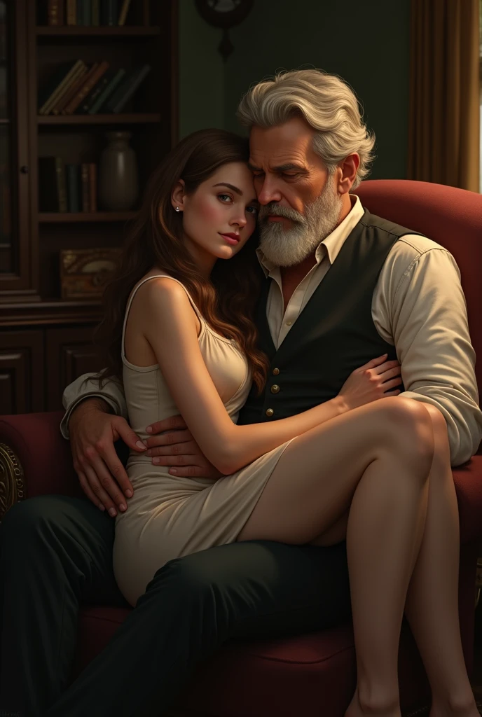 NSTDA., ((masterpiece, bestquality)), (oily shiny skin), (UHD, 8k Wallpaper, high-res), Cinematic lighting, Physically Based Rendering, Award-winning, very detailed skin, Ultra-detailed face, eyes with beautiful details, Carl Zeiss 85mm. F/1.4, (((1 male and 1 female, have sex))), (สไตล์คนชอบสุนัข:1.3), ( On the chest and thighs), The 16-year-old schoolgirl is very cute., (Blonde Hair, Cut Bob Short, Blue Eyes, round face, Black Glasses), Medium-sized breasts with cleavage., (Wet white shirt), ((Raised navy pleated skirt)), (Noseblush, naughty), Look away., drooling, Lean forward, Thigh gaps, Focus on the thighs., in a classroom, Blue Hour, (1 man is an old man., Wear a conscription uniform., He grabbed her waist and stroked his crotch from behind.:1.5), Shot from the side., Shot from the bottom.,