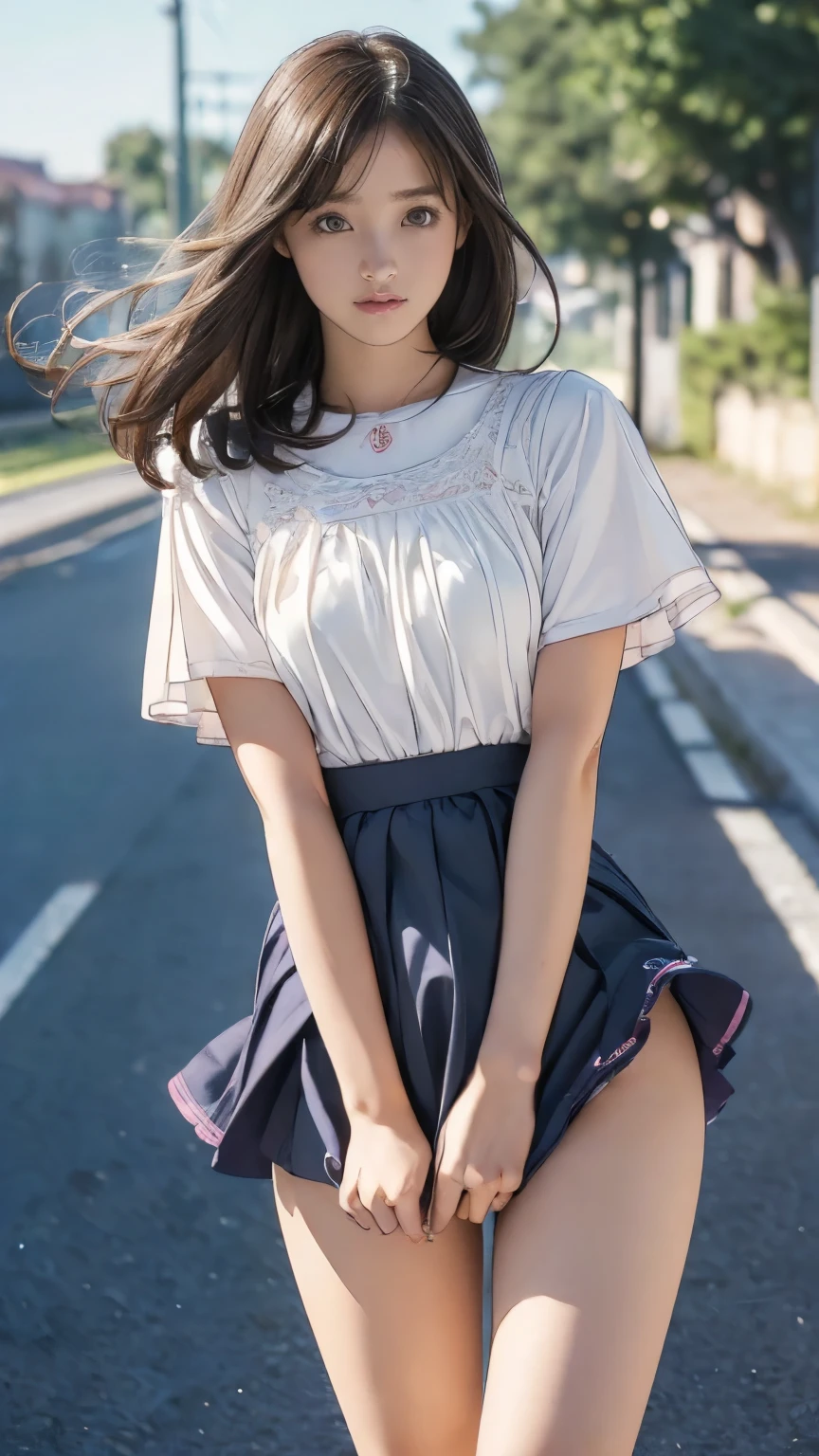 Very cute 11 year old girl、Long Hair、Slim body、Beautiful legs、Beautiful body、high resolution、8K、(smile)、