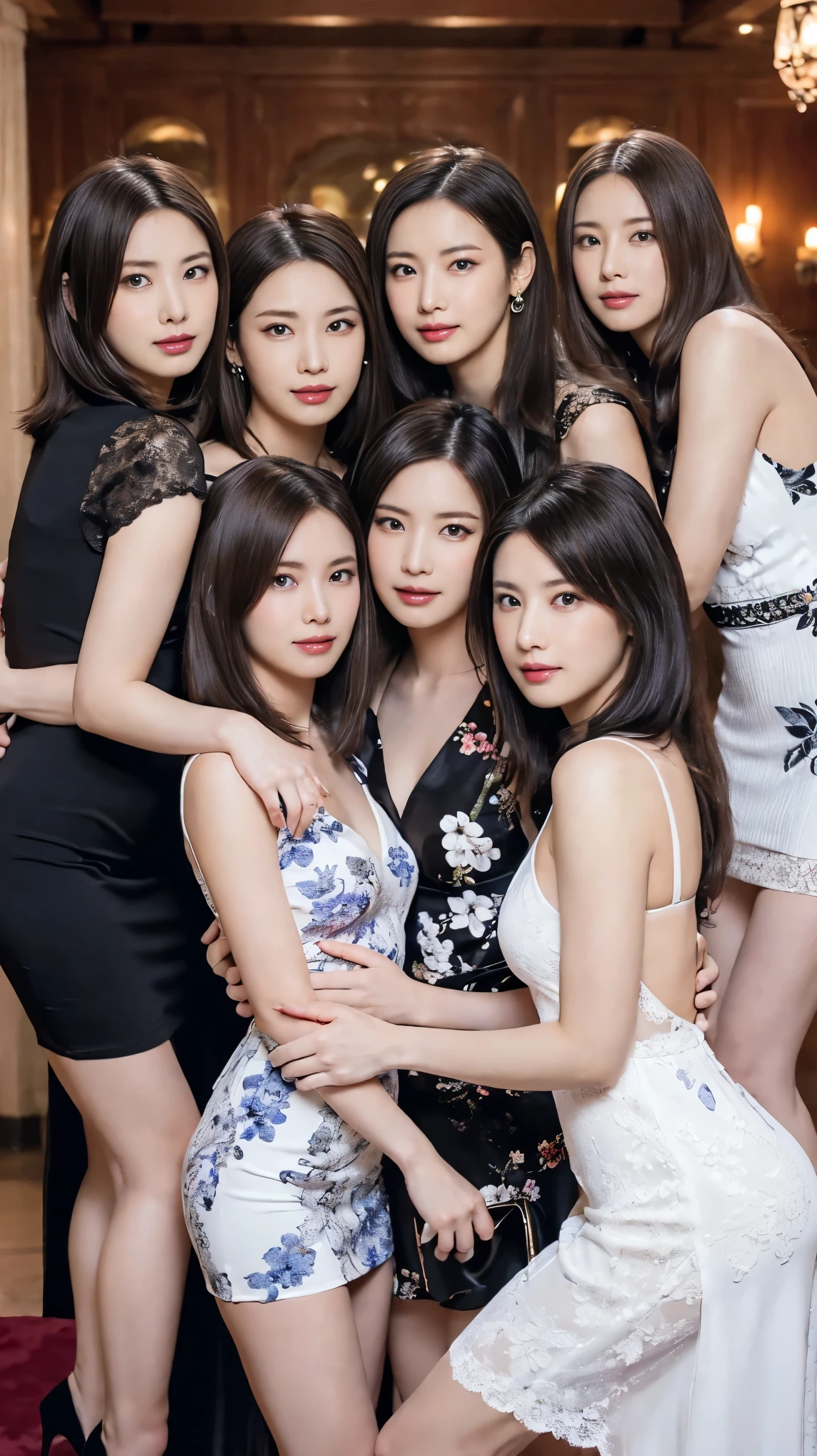 Best-quality, Masterpiece, Ultra-High-Resolution, (Photorealistic:1.4), Raw-Photo, Extremely-Details, Perfect-Anatomy, Ultra-Detailed,
at, midnight, in luxury hotel suany-young-girls having a lots of fun at drinking party, all very popular Japanese idols, all wearing extremely beautiful colorful different evening dresses with sexy design, all completely drunk):1.5))))), detailed drinking party, detailed luxury hotel suite, detailed beautiful colorful different evening dresses with sexy design,
all different and extremely beautiful faces, all extremely beautiful very large black solid circle eyes, all different and extremely beautiful hair, all different and extremely beautiful hair colors, all different and extremely beautiful hairstyles, extremely beautiful lips, all extremely beautiful long eyelashes, all extremely beautiful realistic skins, all extremely beautiful bodies