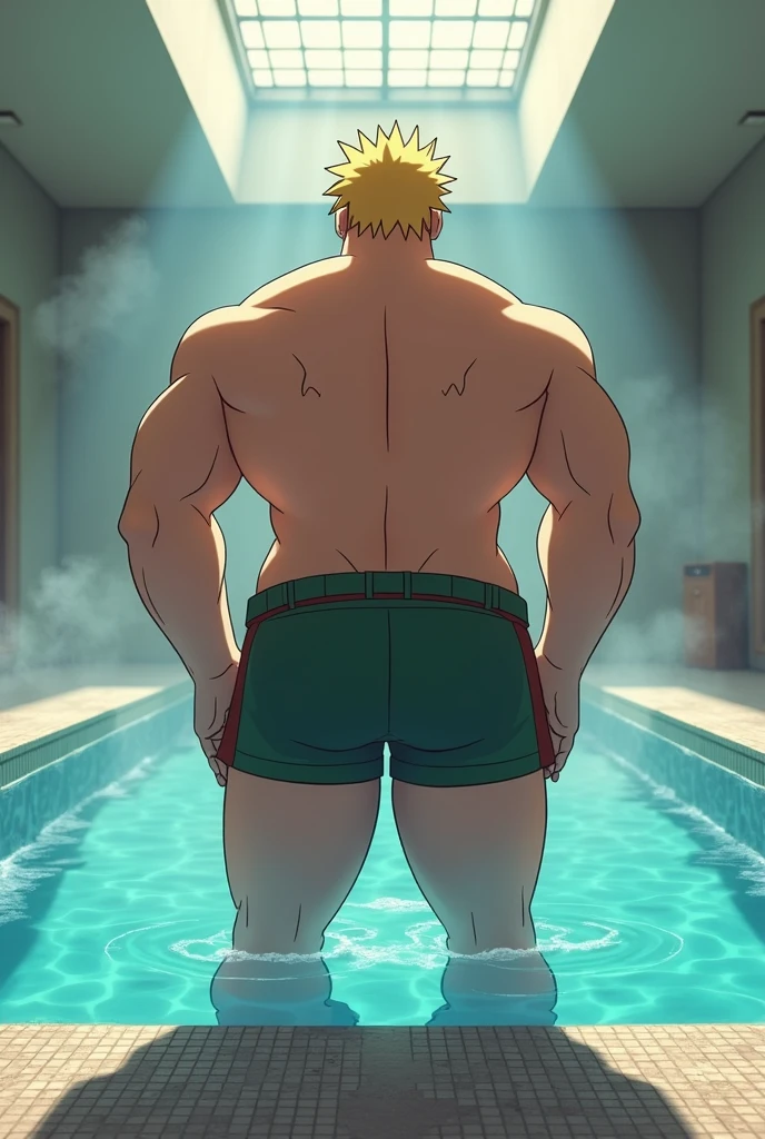 (((best quality, high resolution, masterpiece, best quality))),anime screencap, 1boy, muscular male, sweaty, masterpiece, depth of field, baseballplayer, looking at viewer, laxus_dreyar, yellow hair, chest tattoo, yellow lightning, spark, grin, dynamic pose, detailed eyes, detailed face, (((full body))), visible foot, barefoot, (((Extra large up bulges penis dripping alot white semen))), (((nude))), (((hands on back of head))), (((standing on the ground))), blond hair, grey eyes, ((light smile)), looking at viewer, embarrassed, blush, showing off muscles, masterpiece, best quality, male focus, upper body, handsome, hot, male, gay, smooth and sharp focus, Wet body.
