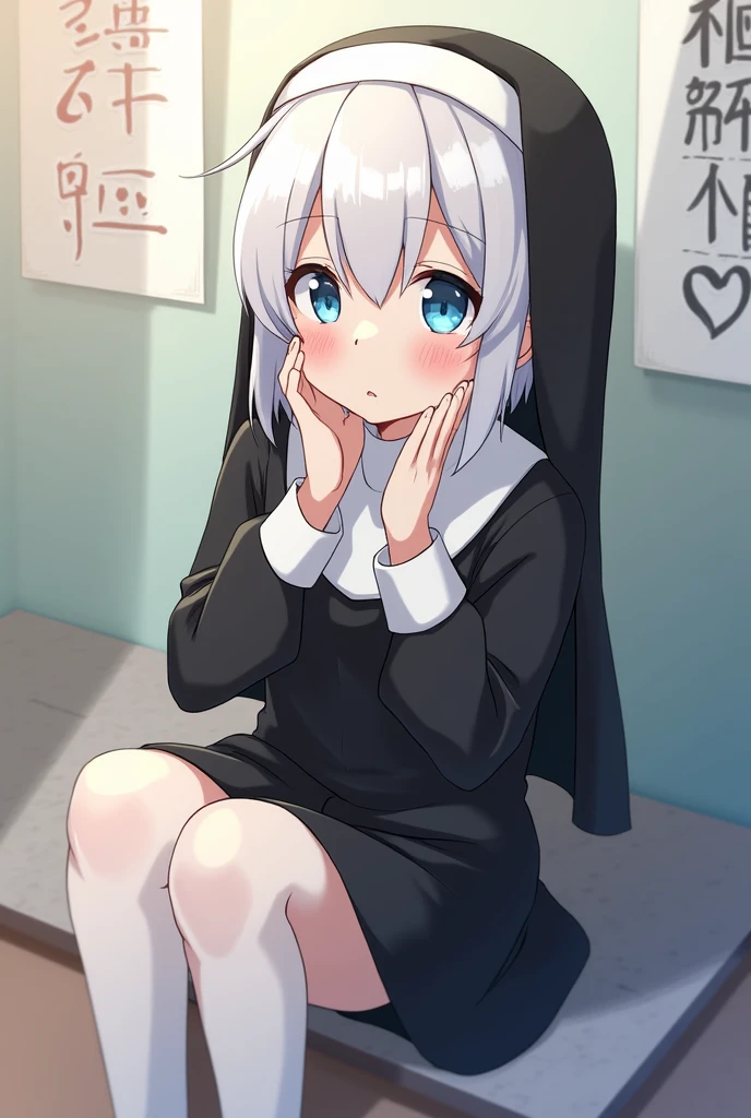 nun, , nua, de lado com uma perna para cima, thick thighs, spread anus, inside pussy