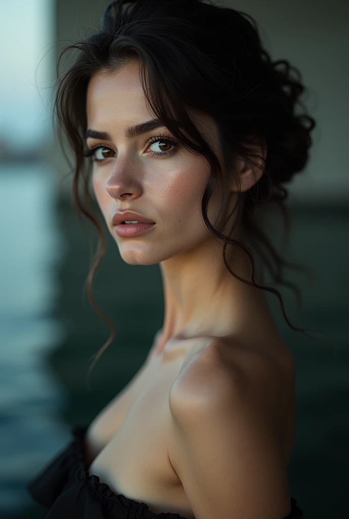 pic of a beautiful Italian woman in Venice, river