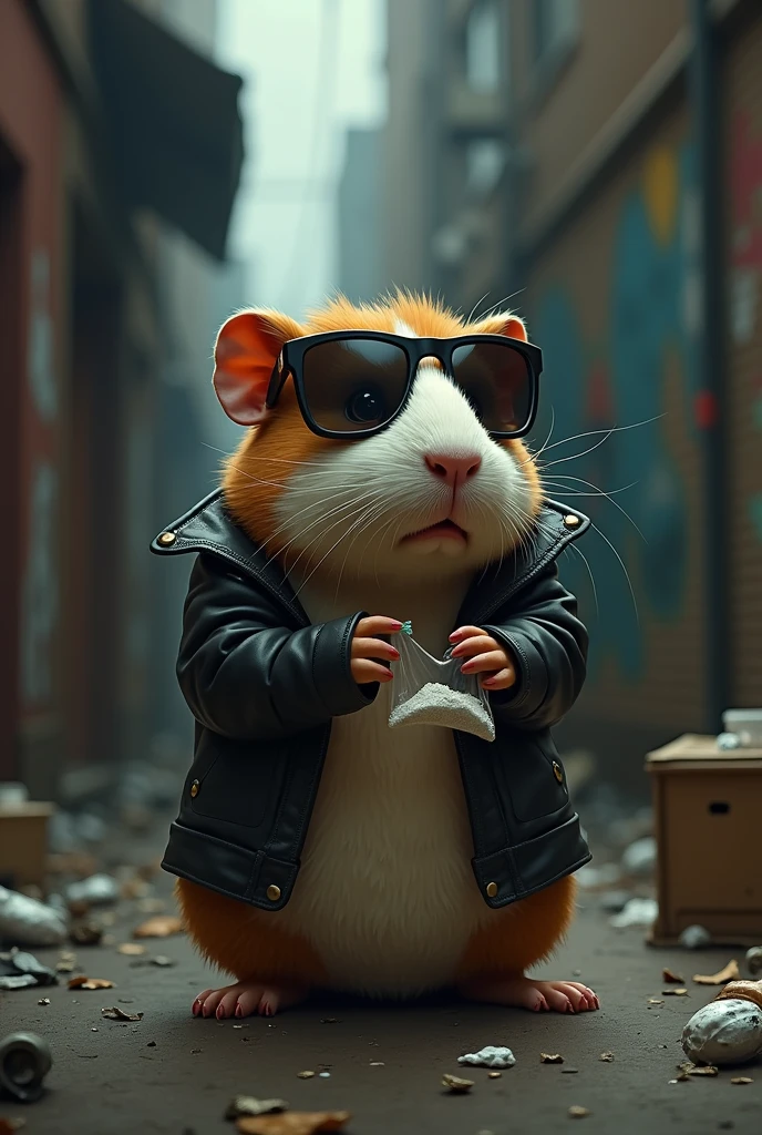 An ugly drug-addicted rat wearing a hippie hat skateboarding at the Paris Olympics, the mouse had tobacco in its mouth